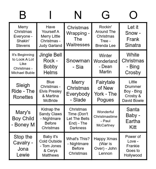 Xmas Round Bingo Card