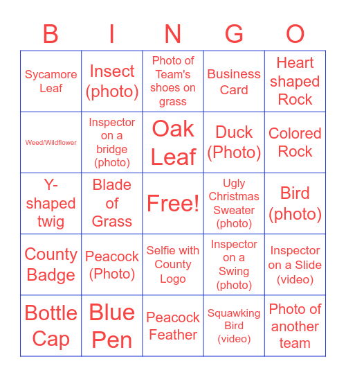 VCAC Bingo Card