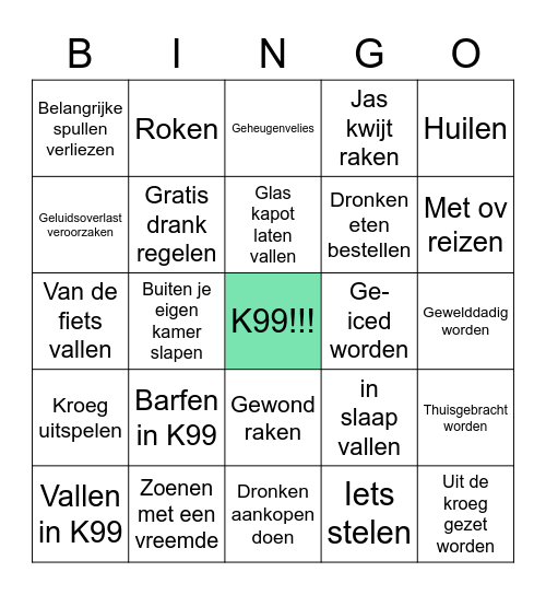 DRONKEN BINGO Card