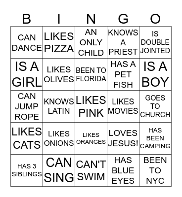 DID YOU KNOW? Bingo Card