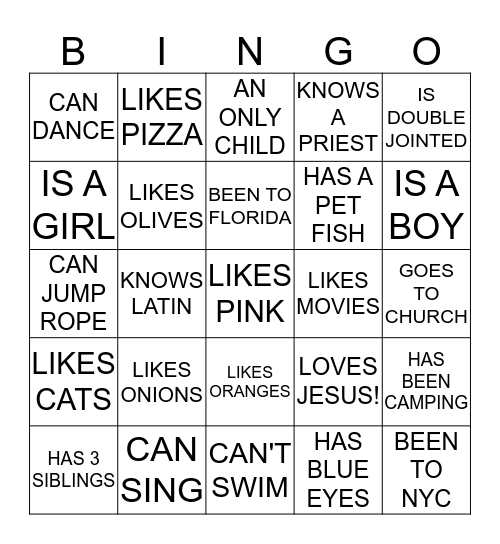 DID YOU KNOW? Bingo Card