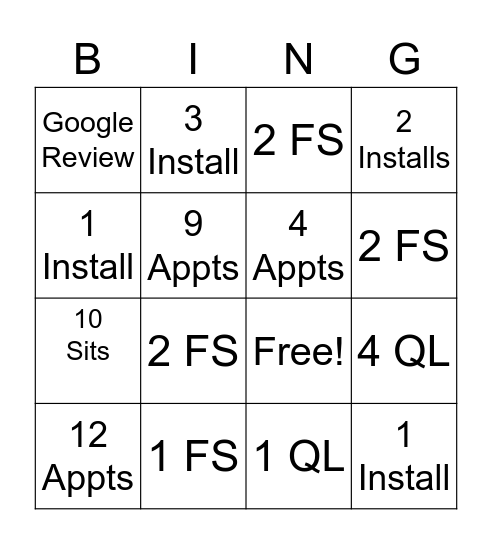 LeadGen Bingo 1/03-1/09 Bingo Card