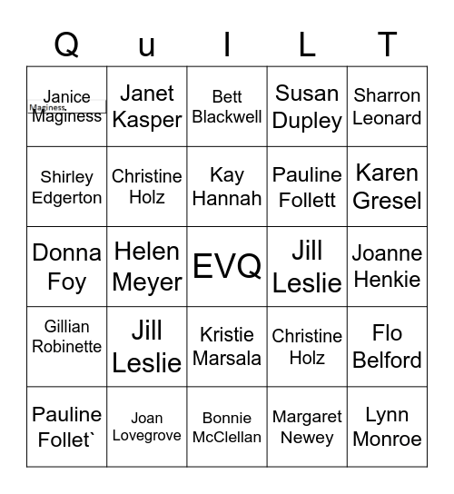 EVQ Holiday 2021 Bingo Card