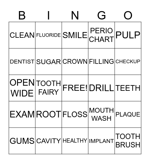 Brilliant Smiles Bingo Card