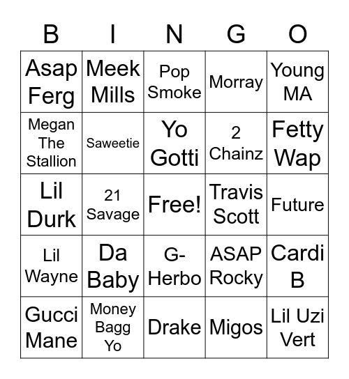 Trap Bingo #1 Bingo Card