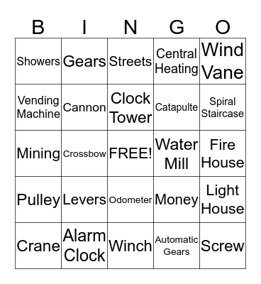 Ancient Greek Technology Bingo Card