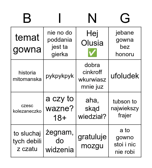 PROTEZIAK Bingo Card