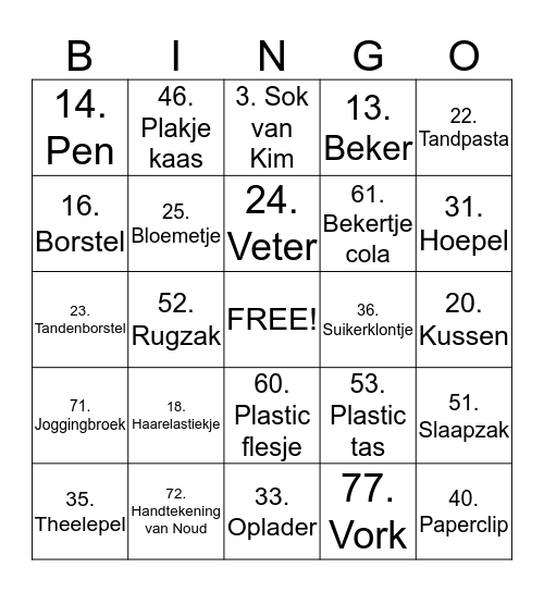 BC Venray Levend Bingo Card