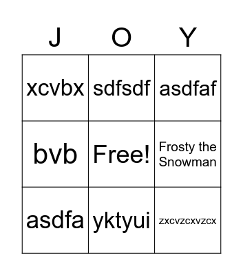 Christmas Songs Bingo Card