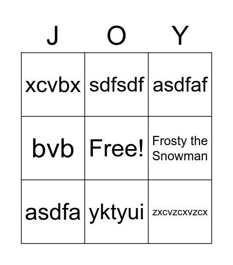 Christmas Songs Bingo Card