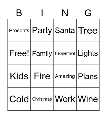 Christmas Party Bingo Card