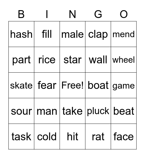 Phoneme Substitution (first & last sounds) Bingo Card