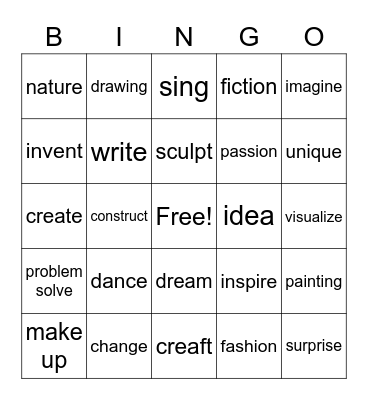 Children's Creativitydance Bingo Card