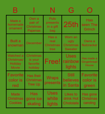 Christmas Bingo! Bingo Card