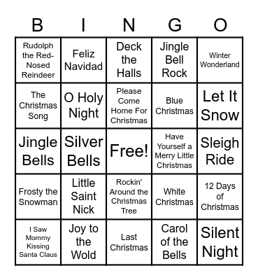 Holiday Jams BINGO Card