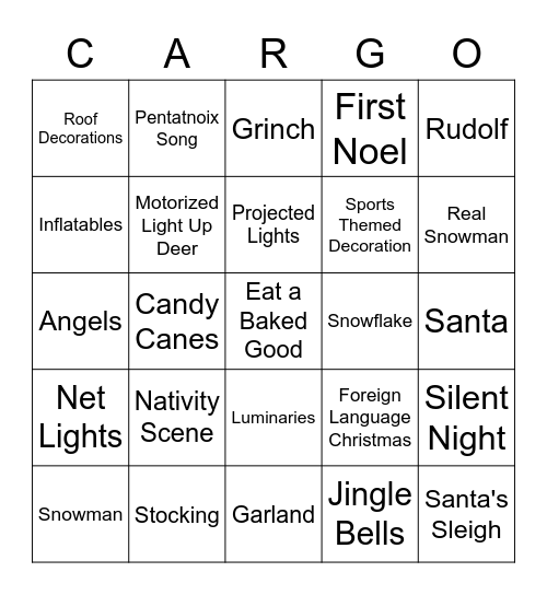 CHRISTMAS Bingo Card