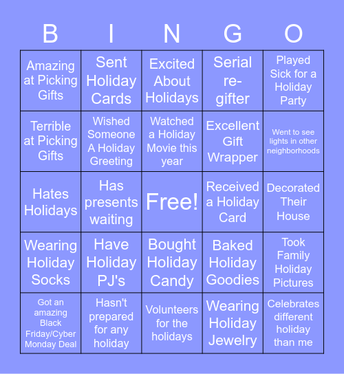 Holiday Bingo Card