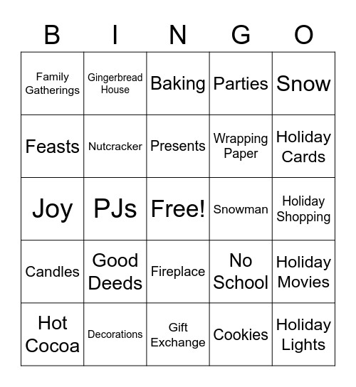 Holiday Bingo Card