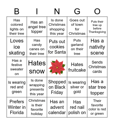 Christmas Ice Breaker Bingo Card