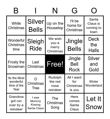 Christmas Carol Bingo Card