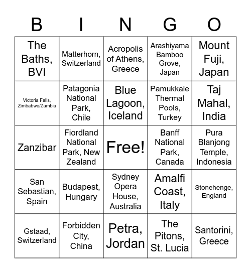 OH THE PLACES KATHY'LL GO Bingo Card