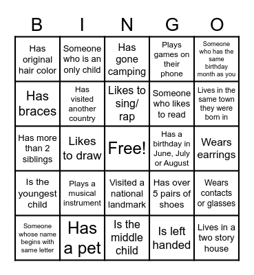 Find someone who Bingo Card