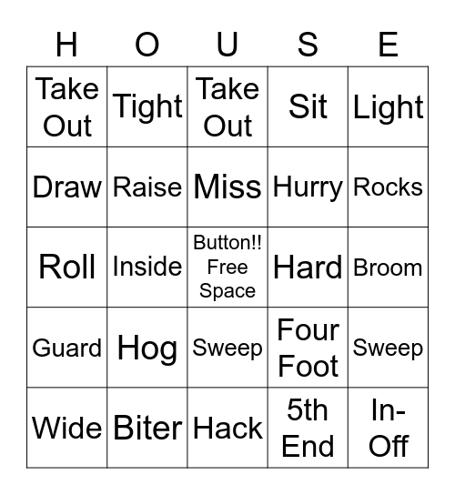 Tuesday Evening Ladies Curling Bingo Card