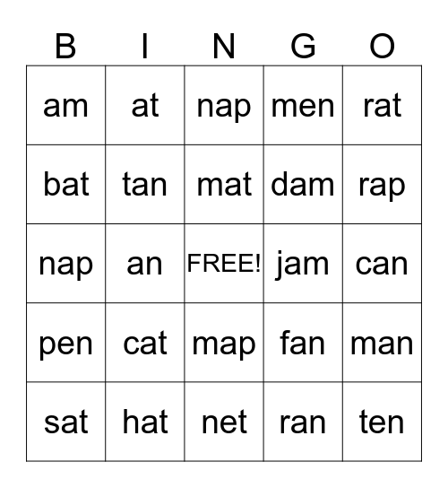 Coco Phonics Bingo Card