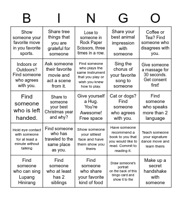 Human Bingo Card