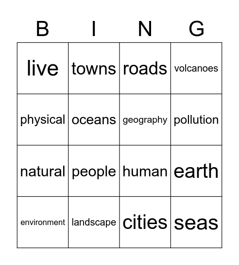 Geography Bingo Card