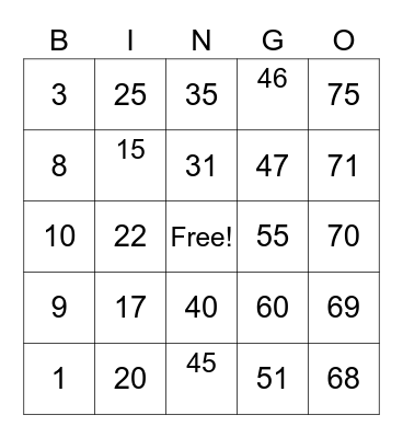 CHANDA OSTRIA- RES 1 Bingo Card