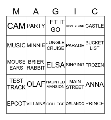 Mikayla's Graduation Bingo Card
