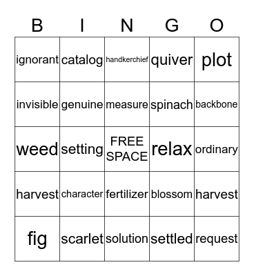 The Stories Julian Tells  Bingo Card