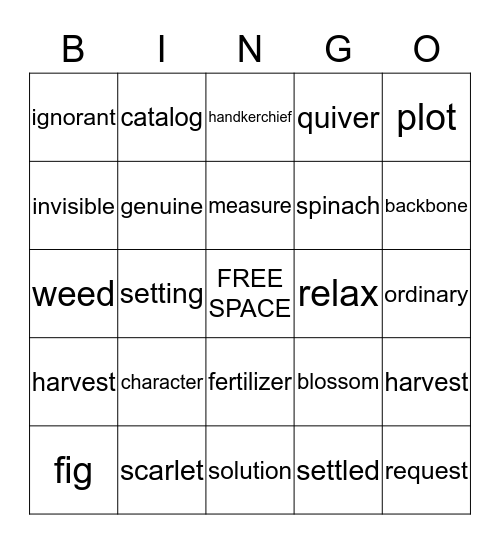The Stories Julian Tells  Bingo Card