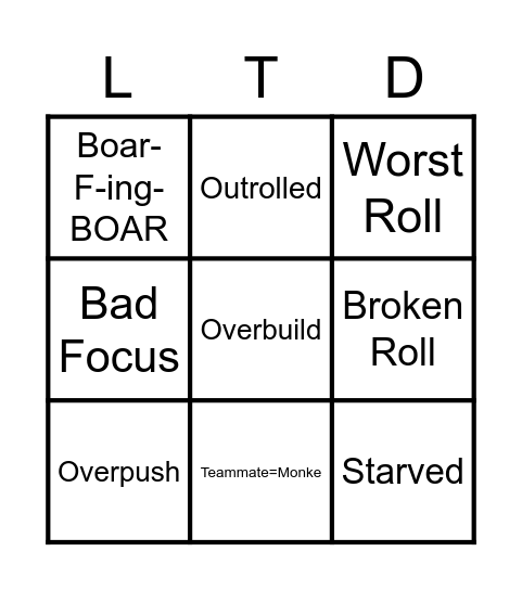 Legion TD 2 Bingo Card