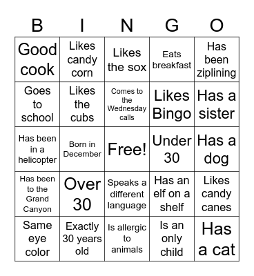 Horizon Ice breaker Bingo Card