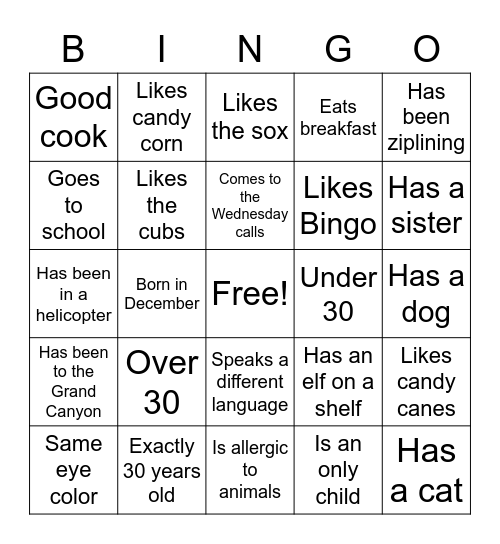 Horizon Ice breaker Bingo Card