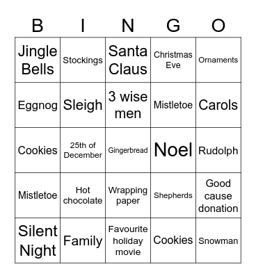 Holiday Bingo! Bingo Card