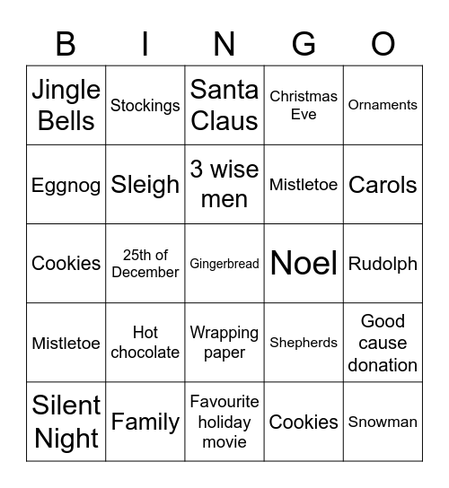 Holiday Bingo! Bingo Card