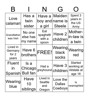 People BINGO Card