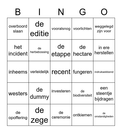 De wereld rond Bingo Card