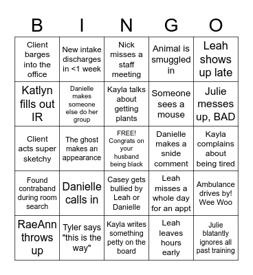 Focus XII Bingo Card