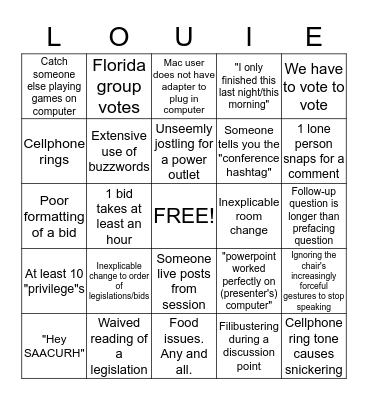 Conference/Boardroom Bingo Card