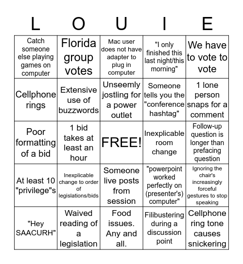 Conference/Boardroom Bingo Card