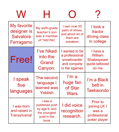 LK HOLIDAY CONVERSATIONAL BINGO Card