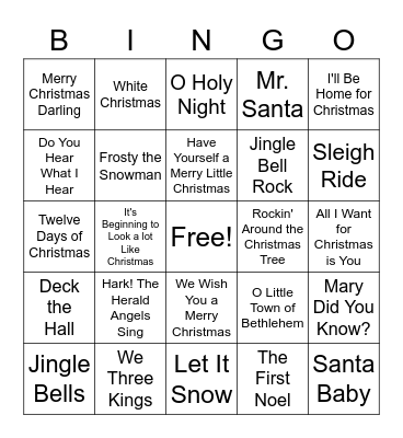 Christmas Singo Bingo Card