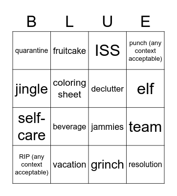 Blue Team December Bingo Card