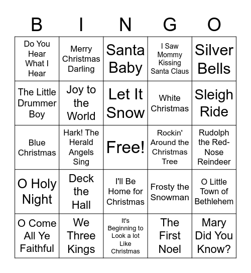 Christmas Singo Bingo Card