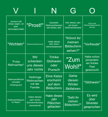 VF Christmas Bingo Card