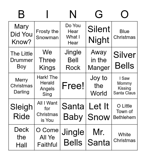 Christmas Singo Bingo Card